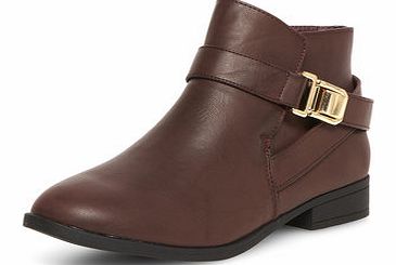 Dorothy Perkins Womens Dark red buckle ankle boots- Dark Red