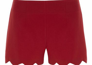 Dorothy Perkins Womens Dark Red Scallop Hem Shorts- Dark Red