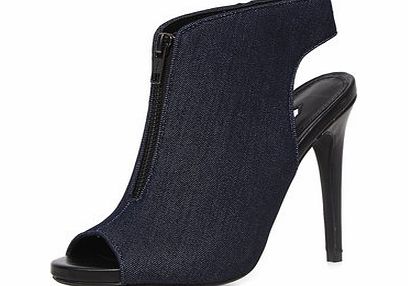 Dorothy Perkins Womens Denim peep-toe shoe boots- Navy DP22263824