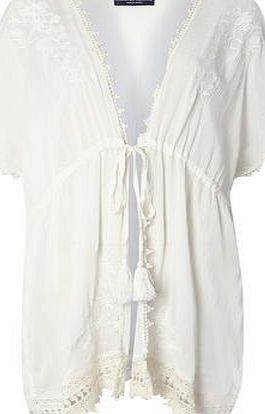 Dorothy Perkins Womens Embroidered Beach Kimono- Cream DP06206281