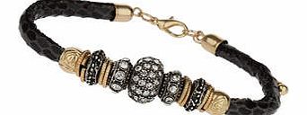 Dorothy Perkins Womens Fabric Beaded Bracelet- Black DP49814158