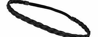 Womens Fake Hair Plaited Headband- Black