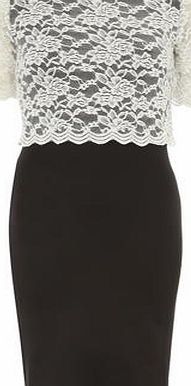 Dorothy Perkins Womens Fever Fish Black Cream Lace Overlay