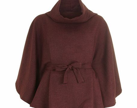 Dorothy Perkins Womens Fever fish Burgundy Belted Cape- Red