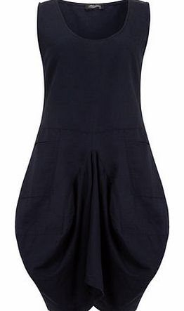 Dorothy Perkins Womens Fever Fish Navy Linen Mix Dress- Blue