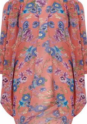 Dorothy Perkins Womens Fever fish Pink Printed Kimono- Pink