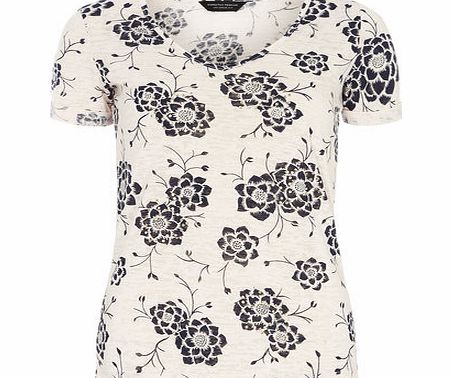 Dorothy Perkins Womens Floral Burnout Bling Tee- Nude DP56401183