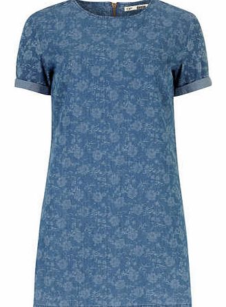 Womens Floral Denim Tunic Dress- Blue DP70285324