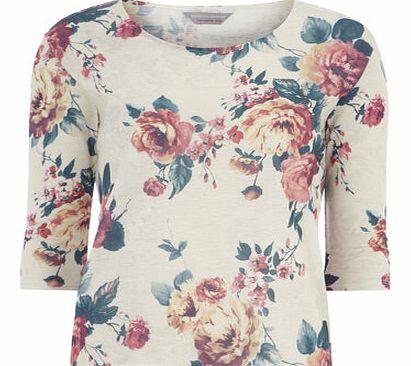 Dorothy Perkins Womens Floral dip back top- Ivory DP79272471