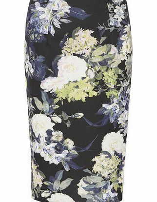Dorothy Perkins Womens Floral Scuba Pencil Skirt- Green DP14585275