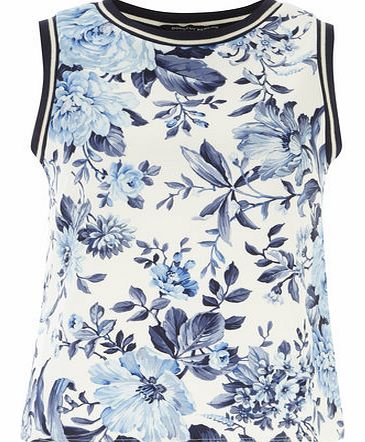 Dorothy Perkins Womens Floral Textured Neck Shell Top- White