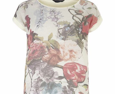 Dorothy Perkins Womens Floral woven front tee- White DP56382823