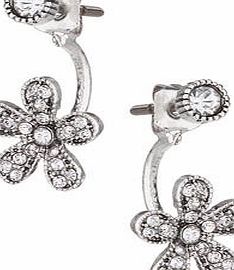 Dorothy Perkins Womens Flower Suspender Earrings- Silver
