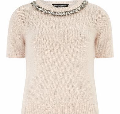 Dorothy Perkins Womens Fluffy Embellished Jumper- Orange