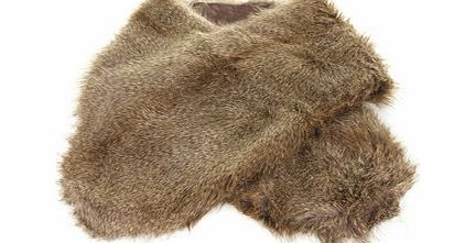 Dorothy Perkins Womens Fox Oversize Faux Fur Stole- Brown