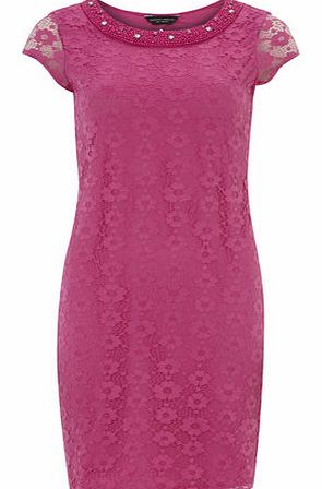 Dorothy Perkins Womens Fuchsia Embellished Pencil Dress- Fuchsia