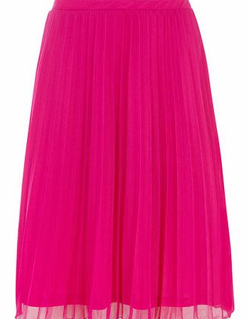 Dorothy Perkins Womens Fuschia Mesh Pleat Midi Skirt- Pink