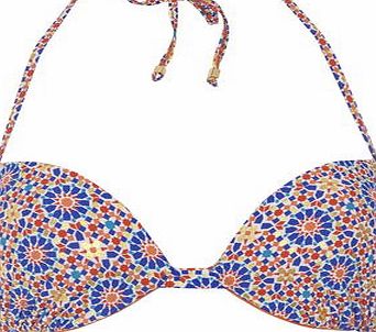 Dorothy Perkins Womens Geo Print Push-Up Bikini Top- White