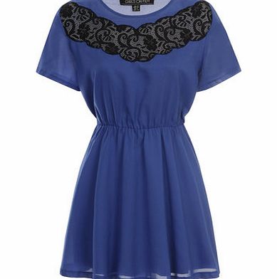 Womens Girls On Film Blue Lace Trim Drop Hem