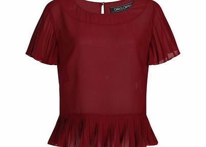 Dorothy Perkins Womens Girls On Film Burgundy Chiffon Frill Hem