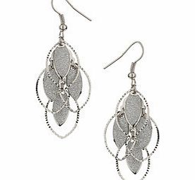 Dorothy Perkins Womens Glitter Teardrop Drop Earrings- Silver