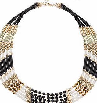 Dorothy Perkins Womens Gold And Black Beaded Collar- Black