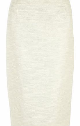 Dorothy Perkins Womens Gold and White Metallic Pencil Skirt-