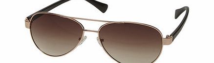 Dorothy Perkins Womens Gold Angel Aviator Sunglasses- Gold