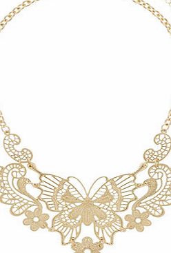 Dorothy Perkins Womens Gold Butterfly Lace Necklace- Gold
