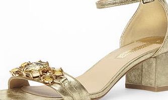 Dorothy Perkins Womens Gold gem block heel sandals- Gold