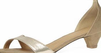 Dorothy Perkins Womens Gold low heel ankle Strap sandals- Gold