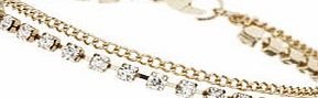 Dorothy Perkins Womens Gold Rhinestone Double Anklet- Gold