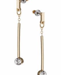 Dorothy Perkins Womens Gold Rhinestone Stick Earrings- Gold