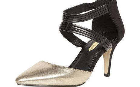 Dorothy Perkins Womens Gold shimmer 2-part court shoes- Gold