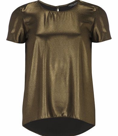 Dorothy Perkins Womens Gold Shimmer Dip Back Top- Gold DP05475942