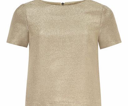 Dorothy Perkins Womens Gold Shimmer Tee- Gold DP05481202