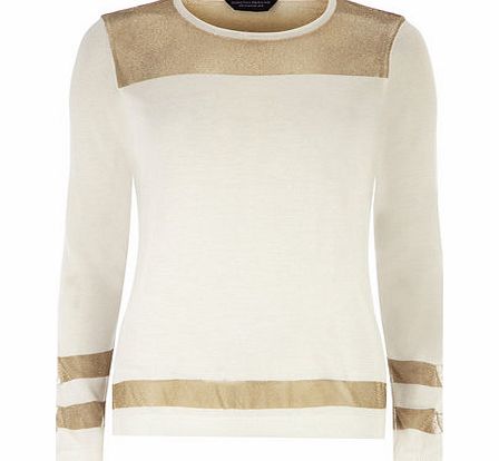 Womens Gold Sparkle Stripe Jumper- Gold DP55302102