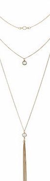 Dorothy Perkins Womens Gold Tassel Multirow Necklace- Gold