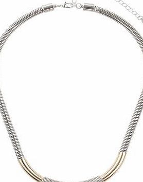 Dorothy Perkins Womens Gold Tube And Silver Necklace- Gold