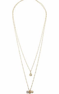 Dorothy Perkins Womens Gold Two Row Cluster Necklace- Yellow