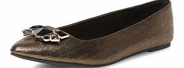 Dorothy Perkins Womens Gold wide fit pointed gem pumps- Gold