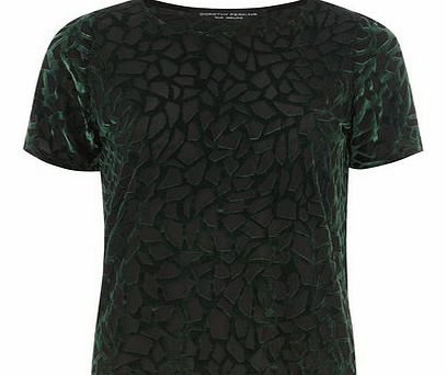 Dorothy Perkins Womens Green Abstract Burnout Tee- Dark Green