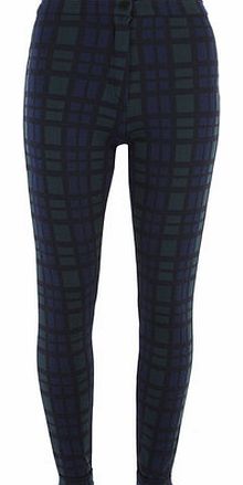 Dorothy Perkins Womens Green and blue check Button Treggings-