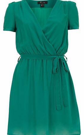 Dorothy Perkins Womens Green Basic Shape Wrap Dress- Green
