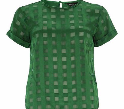 Dorothy Perkins Womens Green Check Burnout Tee- Green DP05471334