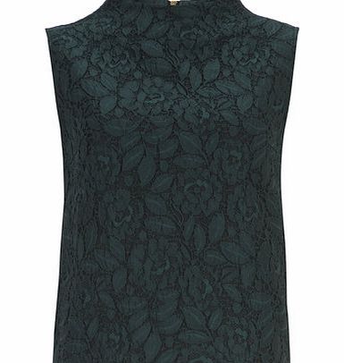 Dorothy Perkins Womens Green Floral Jacquard Shell Top- Green