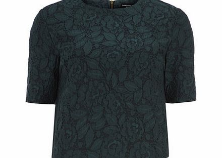 Dorothy Perkins Womens Green Floral Jacquard Tee- Green DP05472211