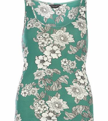 Dorothy Perkins Womens Green Floral Vest Top- Green DP56394211