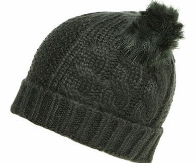 Womens Green knitted pom pom hat- Green DP11120711