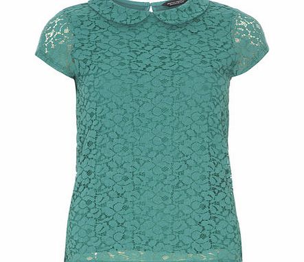 Dorothy Perkins Womens Green Lace Collar Top- Green DP56405011